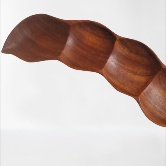 Vintage Large Wooden 4 Pod Snack Tray - Picture 3 of 7